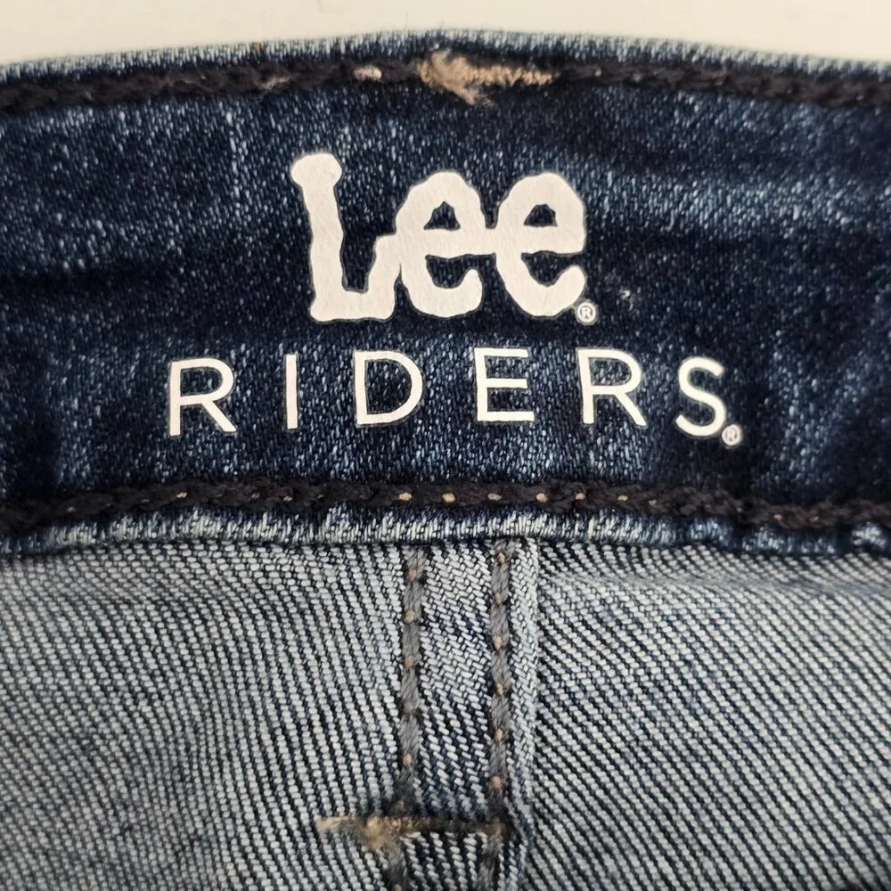 Riders By Lee Capri Womens Denim Jeans Size 10 Medium Blue Stretch Cuffed